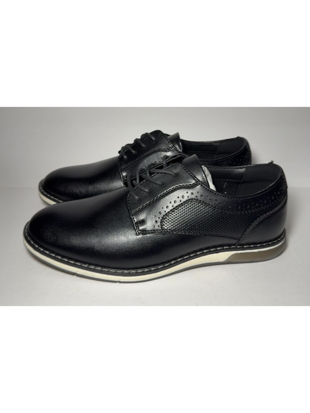 Bruno Marc Men's Black Derby Dress Shoes White Sole